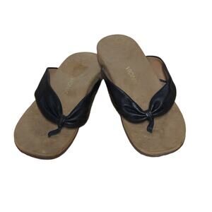 Vionic Womens Britney Flip Flop Thong Sandals Black Leather US 9 / UK 7 / EU 41